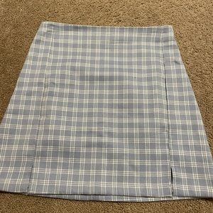 Shein light blue and white striped mini skirt with small slits